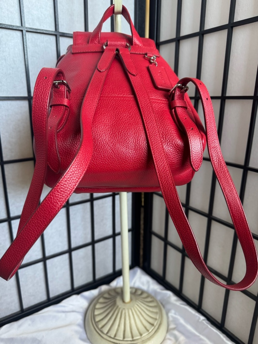 Coach Red Leather Drawstring Backpack - Picture 7 of 13